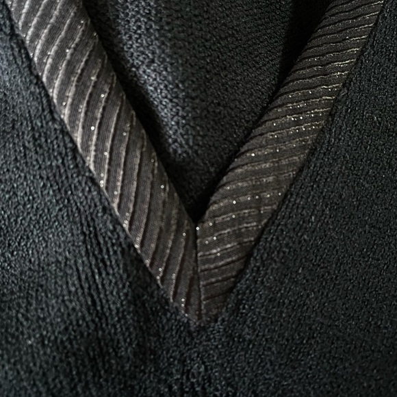 St. John by Marie Gray Dress Size 4 Vintage 70s Plunging Back Santana Knit Black - Picture 4 of 6